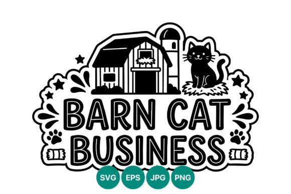 Barn Cat Business Black and White Vector