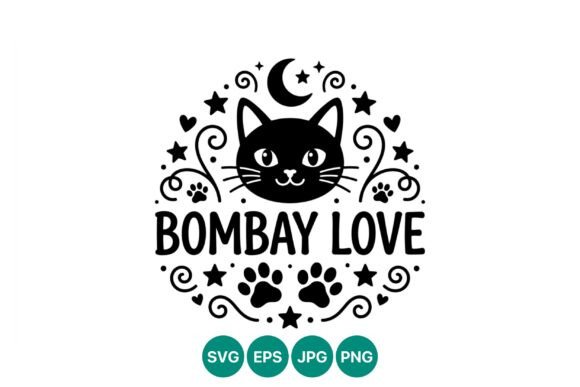Bombay Cat Love Cute Black Cat Vector