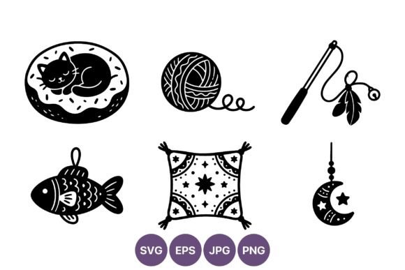 Cat Donut Fish Yarn Wand Moon Icons