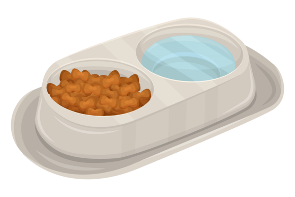 Cat Food Water Bowl. Double Plastic Dish
