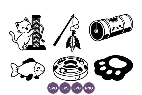 Cat Toys Vector Icons Set