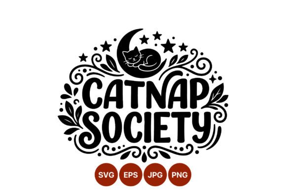 Catnap Society Sleeping Cat Vector