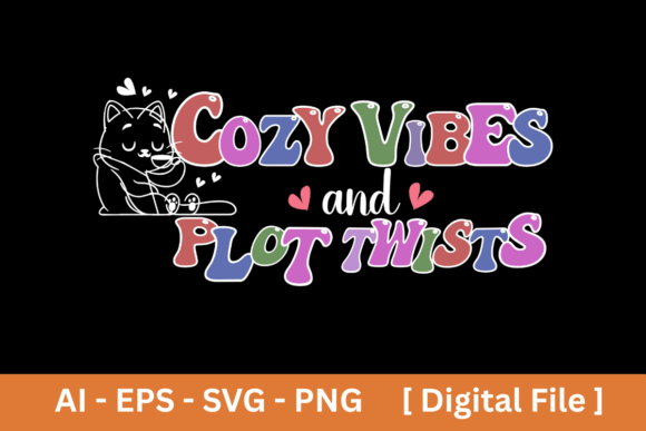 Cozy Vibes and Plot Twists Groovy Cat