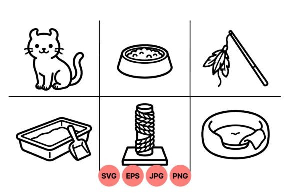 Cute Cat Accessories Icons