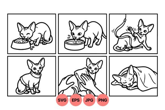 Cute Cat Care Vector Clipart