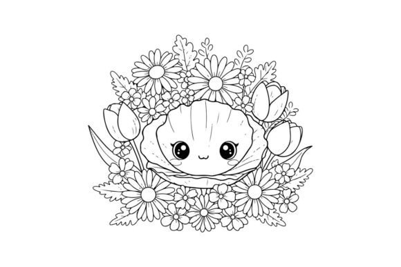 Cute Cat Face Floral Wreath Vector Illus