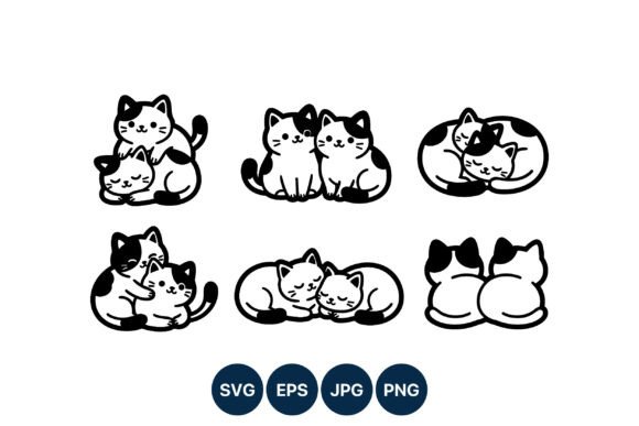 Cute Cat Pairs Vector Art