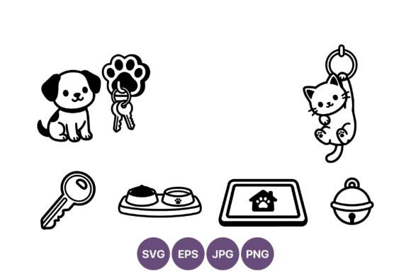 Cute Puppy Kitten Pet Vector Art
