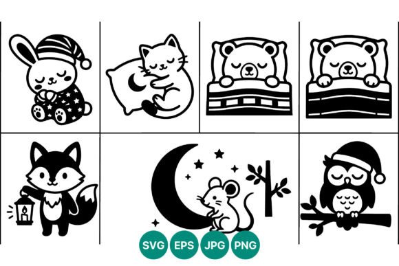 Cute Sleeping Bunny Cat Bear Fox Mouse