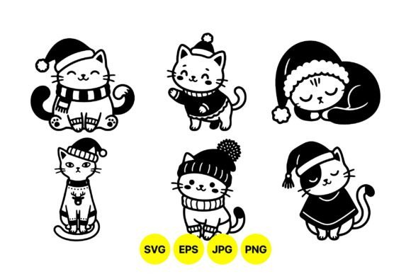 Cute Winter Cat Clipart Collection