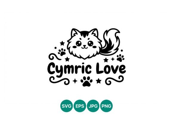 Cymric Cat Love Vector Art