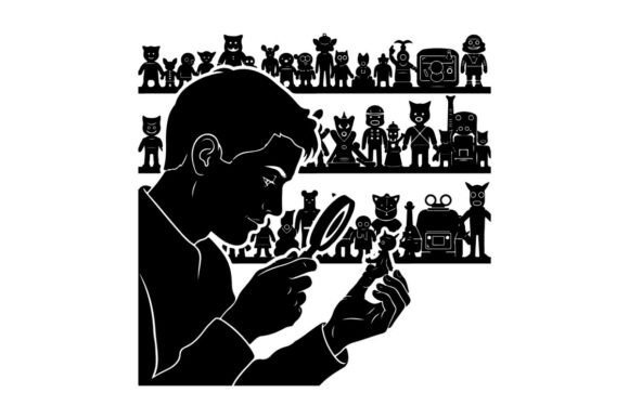 Detective Examining Cat Chess Pieces