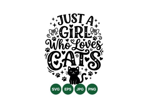 Girl Who Loves Cats SVG Design