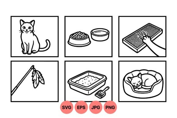 Hand Drawn Cat Care Clipart
