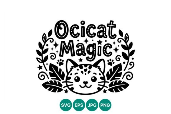 Ocicat Cat Magic Black Vector