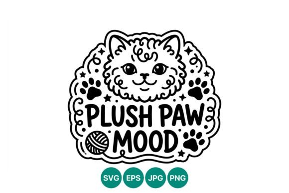 Plush Paw Mood Cat Vector