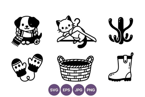 Puppy Scarf Cat Hanger Winter Vector