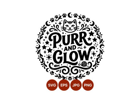 Purr and Glow Cat Circle Vector