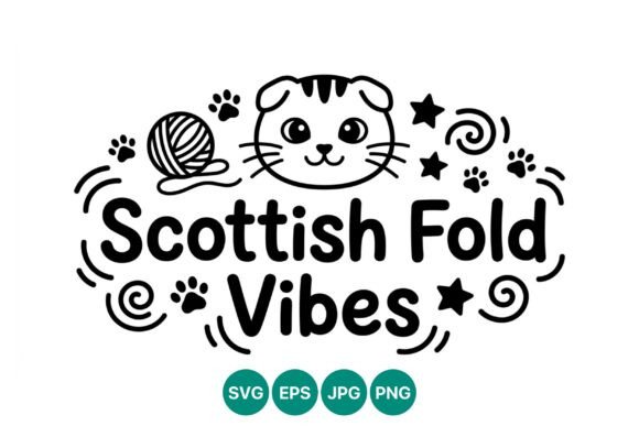 Scottish Fold Cat Vibes Vector Art