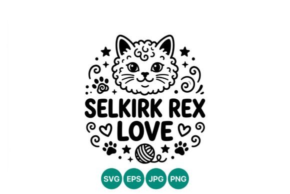 Selkirk Rex Cat Love Vector Art
