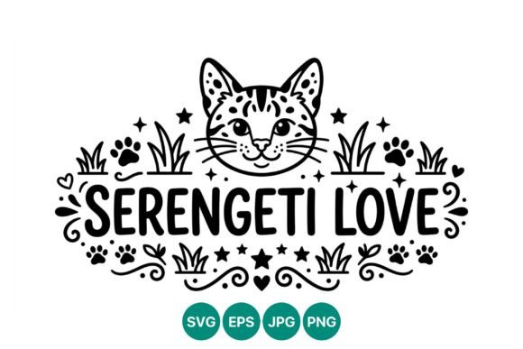 Serengti Cat Love Vector Art