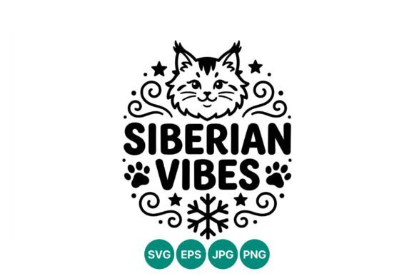 Siberian Cat Vibes Vector Art
