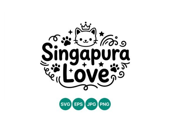 Singapura Love Cute Cat Line Art