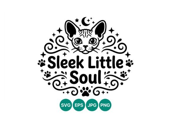 Sleek Little Soul Cat Head Vector