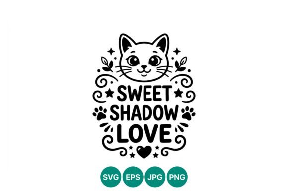 Sweet Shadow Love Cute Cat Vector