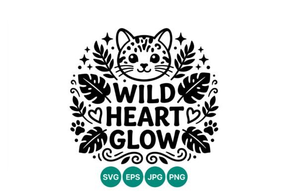 Wild Heart Glow Black Cat with Leaves